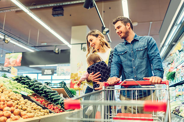 family at supermarket for grocery Shopping