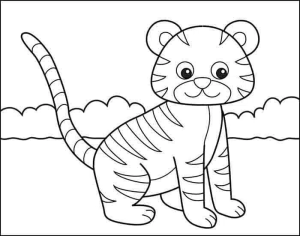 Simple Tiger Drawing For Kids | Drawing For Kids Tutorial