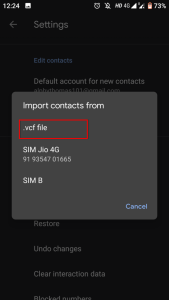 select the import option